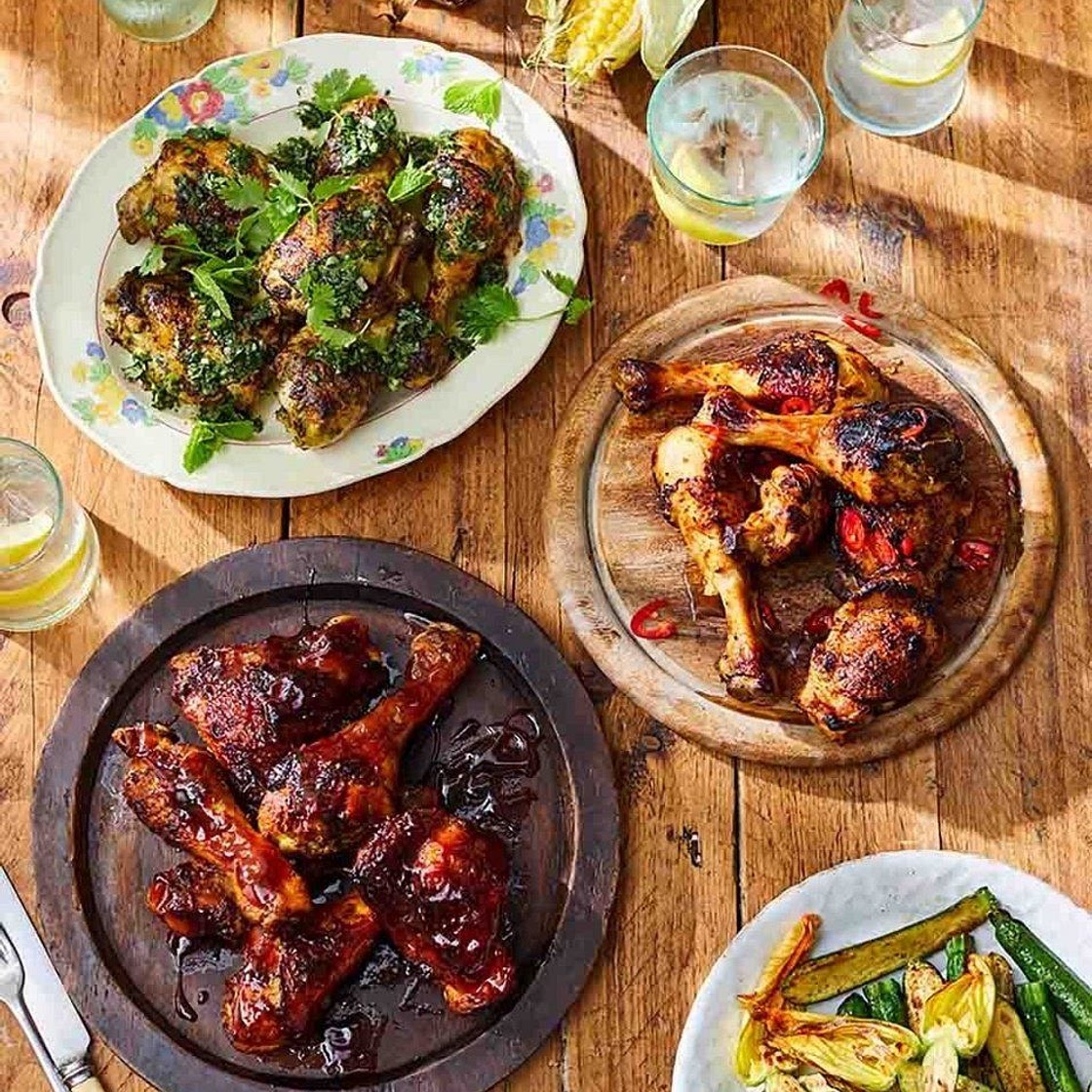 Barbecue chicken, 3 ways