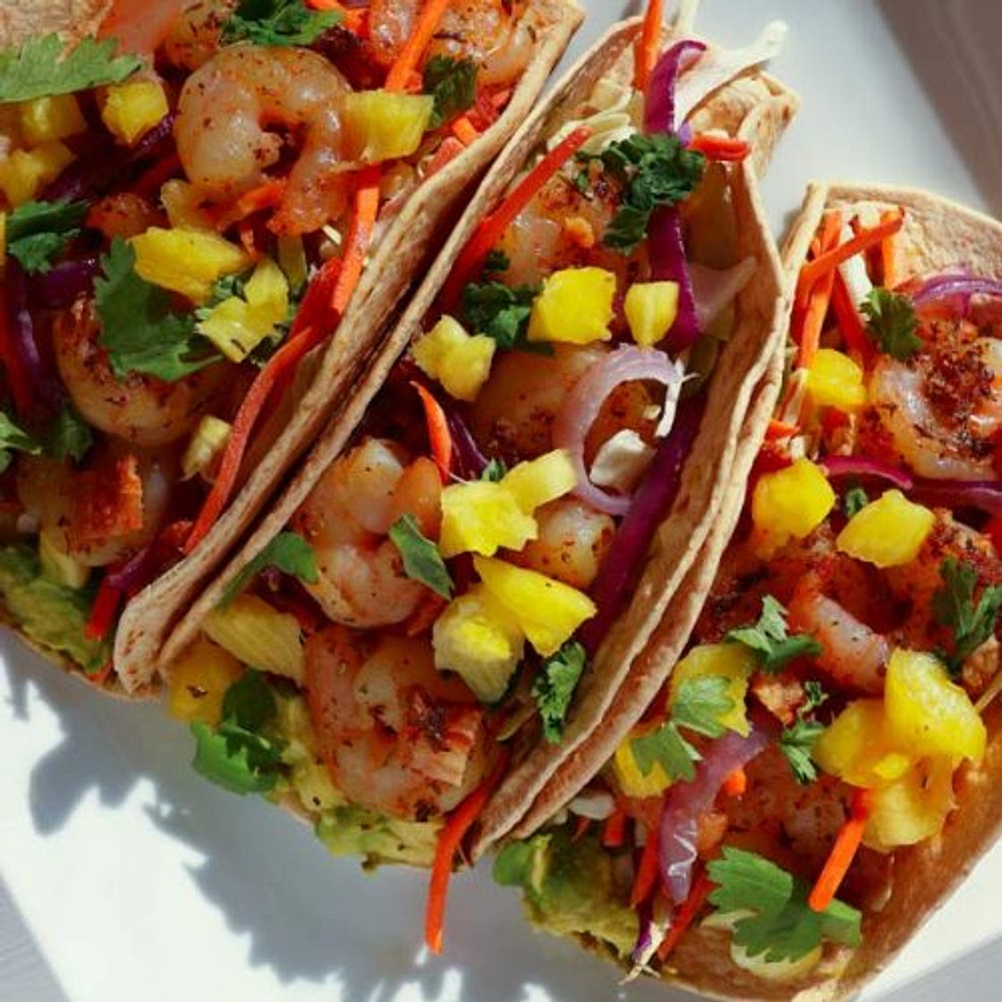 Healthy Shrimp Tacos with Bacon & Pineapple