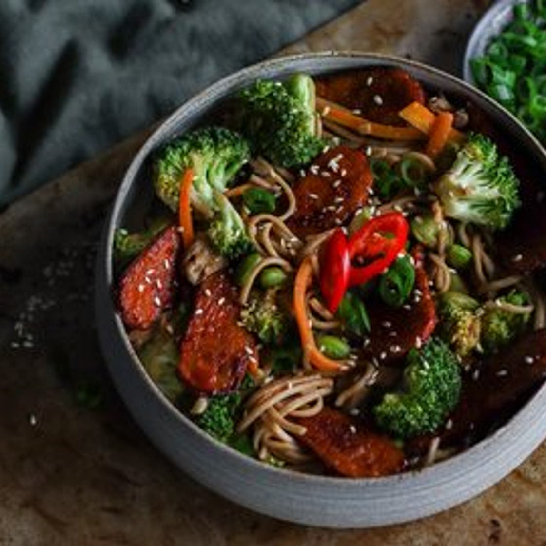 Soba Noodle Bowl with BBQ Tempeh
