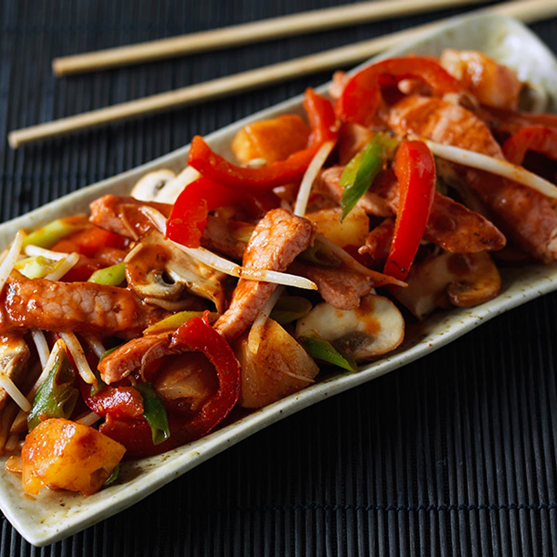 Gammon and pineapple stir fry