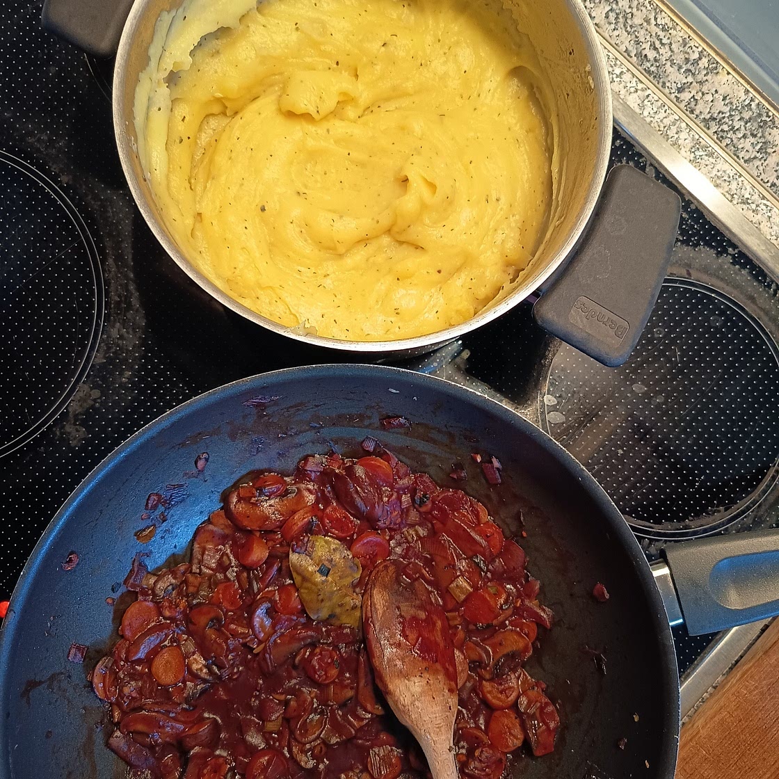 Vegan Mushroom Bourguignon with Potato Cauliflower Mash