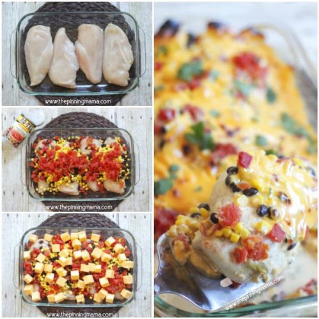 One Dish Queso Chicken Bake {Easy Dinner Recipe}