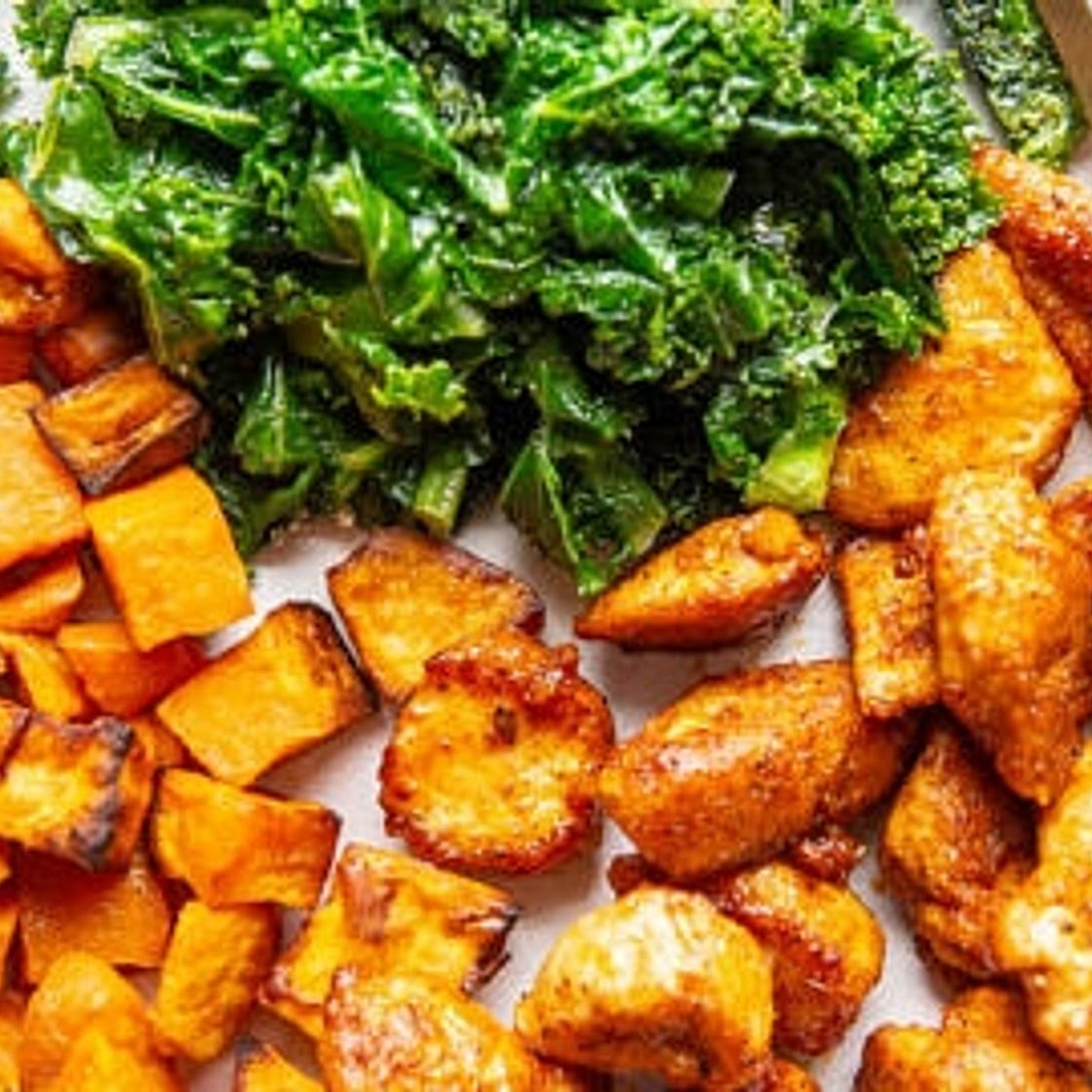 Cajun Chicken, Sweet Potatoes & Kale