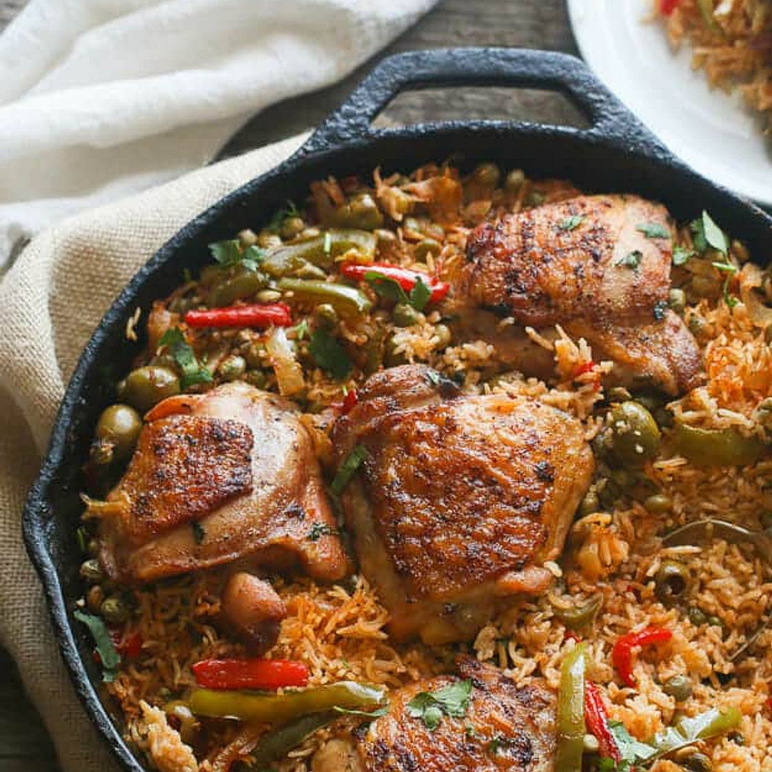 One Pot Puerto Rican Chicken and Rice