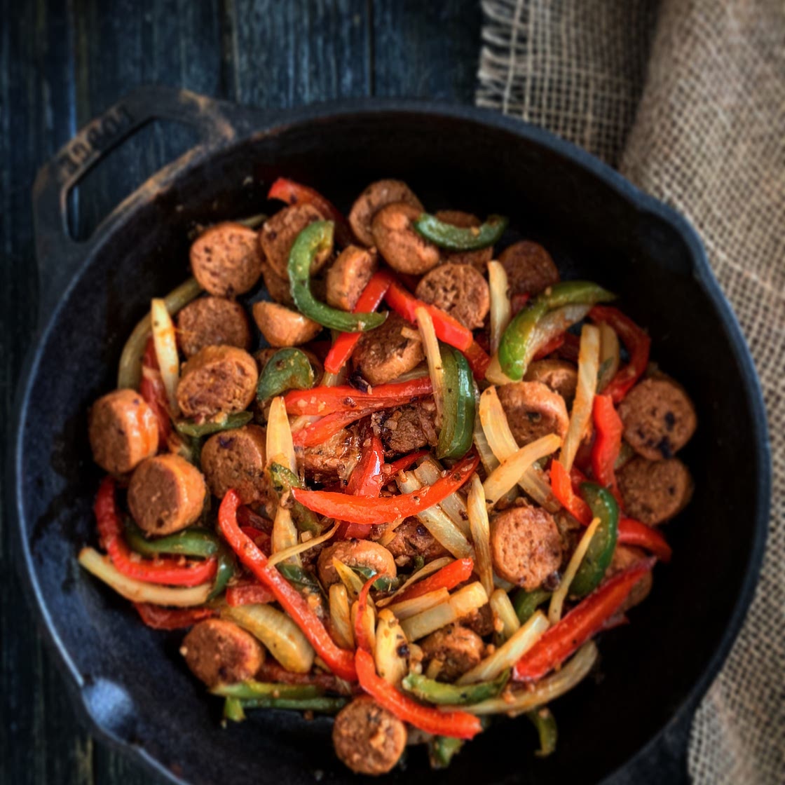 Plant-based Game Day Sausage & Peppers