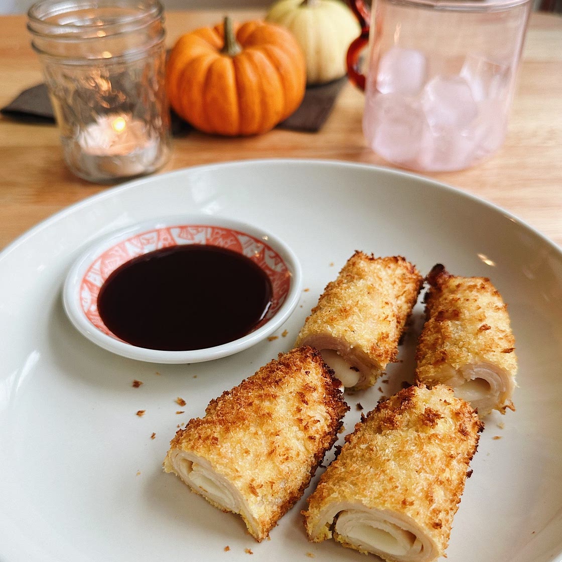 Air Fryer Rolled Chicken and Cheese Katsu