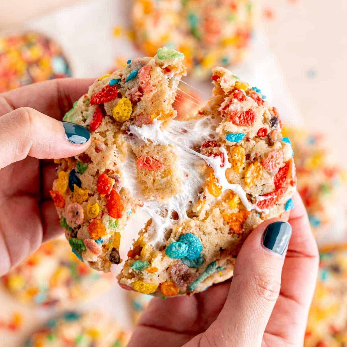 Fruity Pebble Marshmallow Cookies
