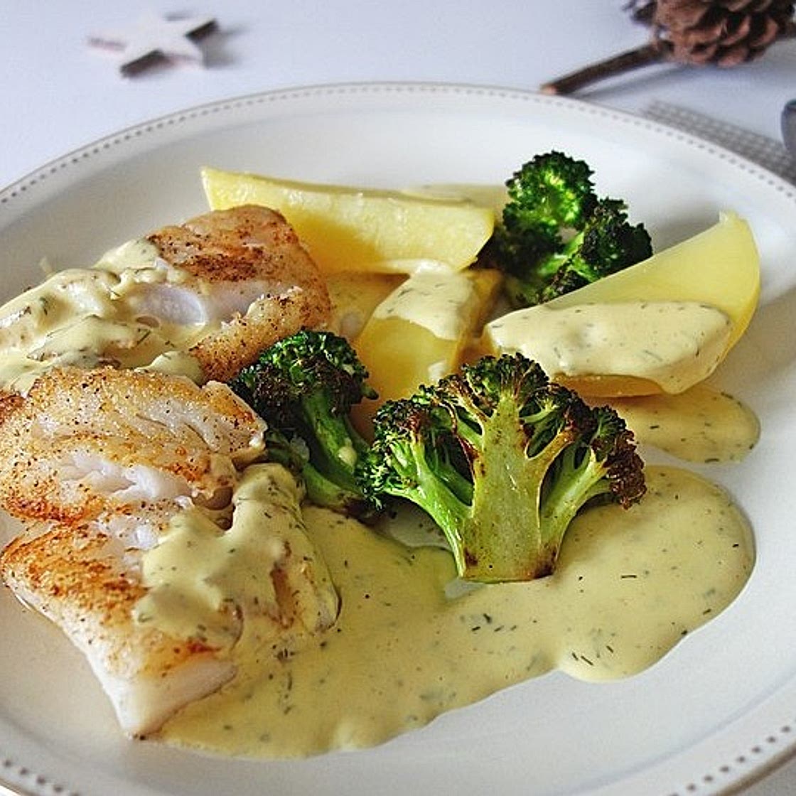 Kabeljau in Senfsauce