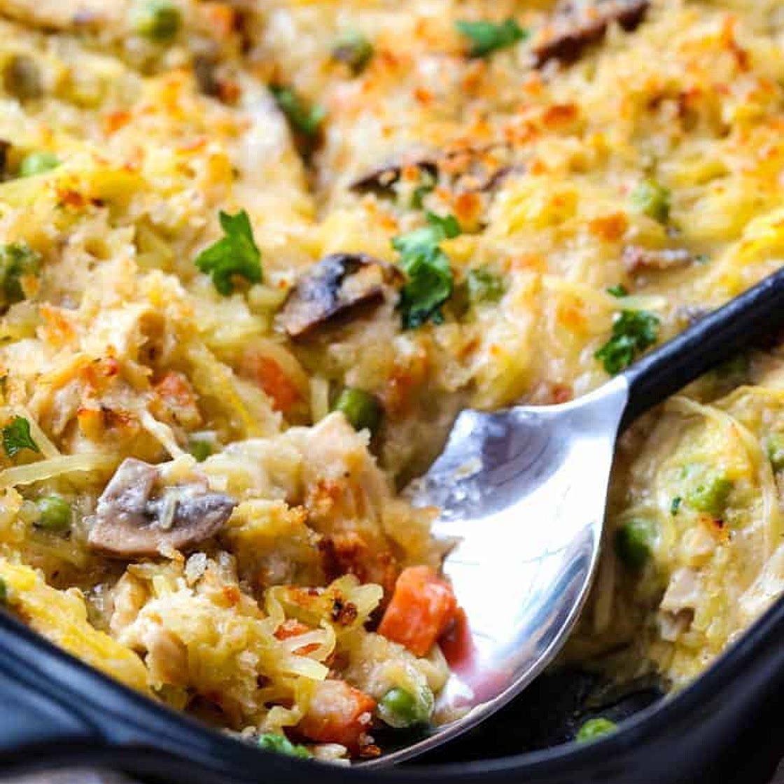 Chicken Pot Pie Spaghetti Squash Casserole