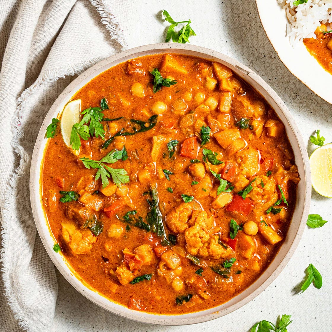 Peanut Stew with Sweet Potato, Cauliflower and Chickpeas