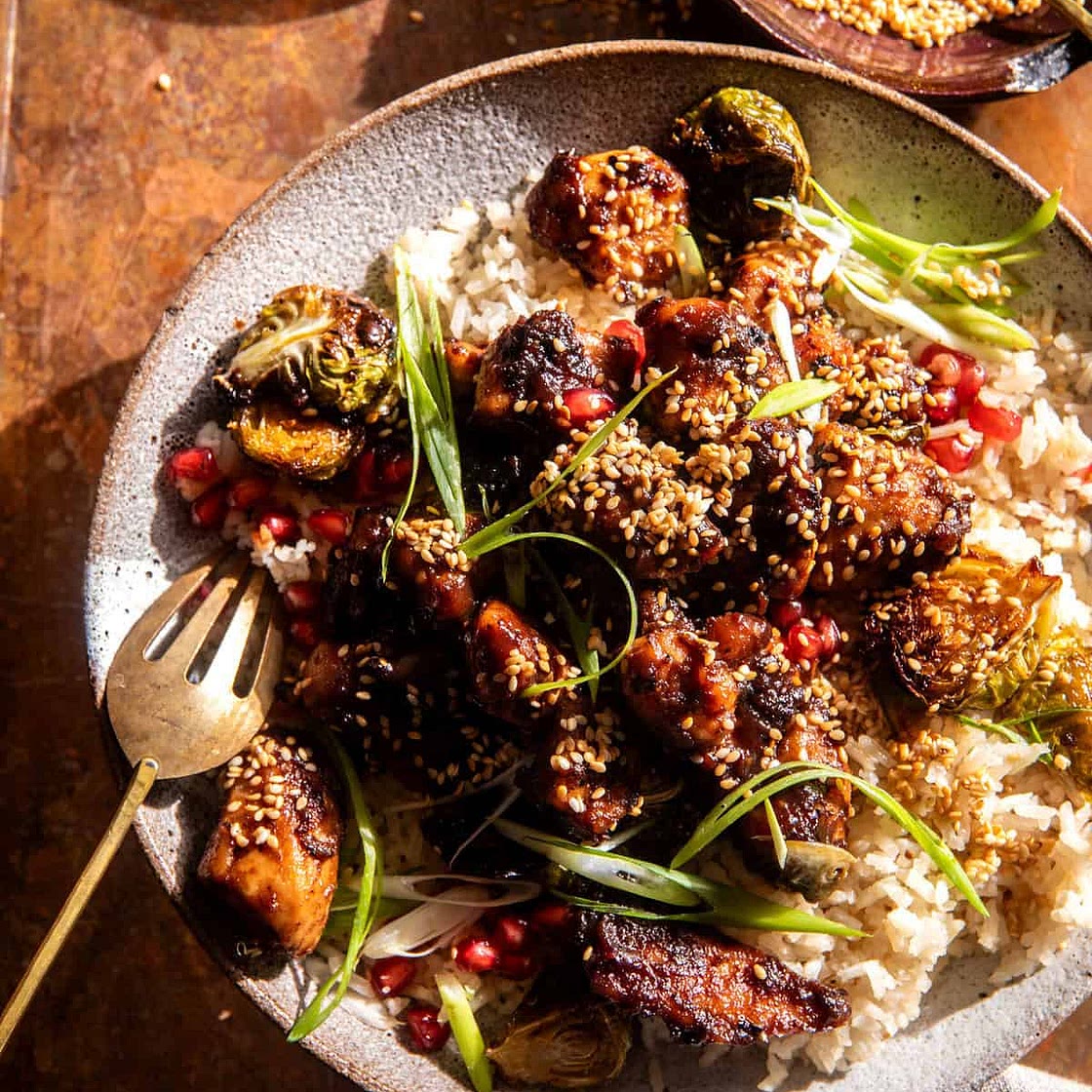 Sheet Pan Ginger Chicken and Brussels Sprouts