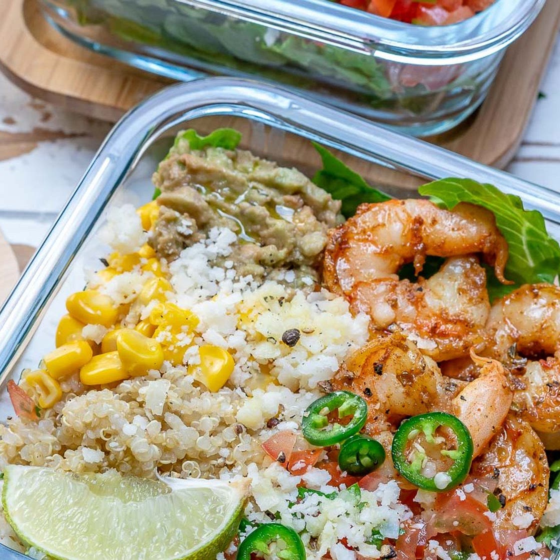 Quinoa Shrimp Burrito Bowls