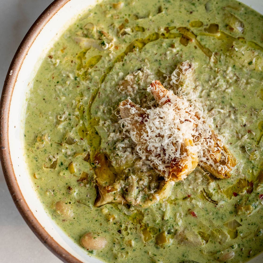 Spinach Artichoke White Bean Soup