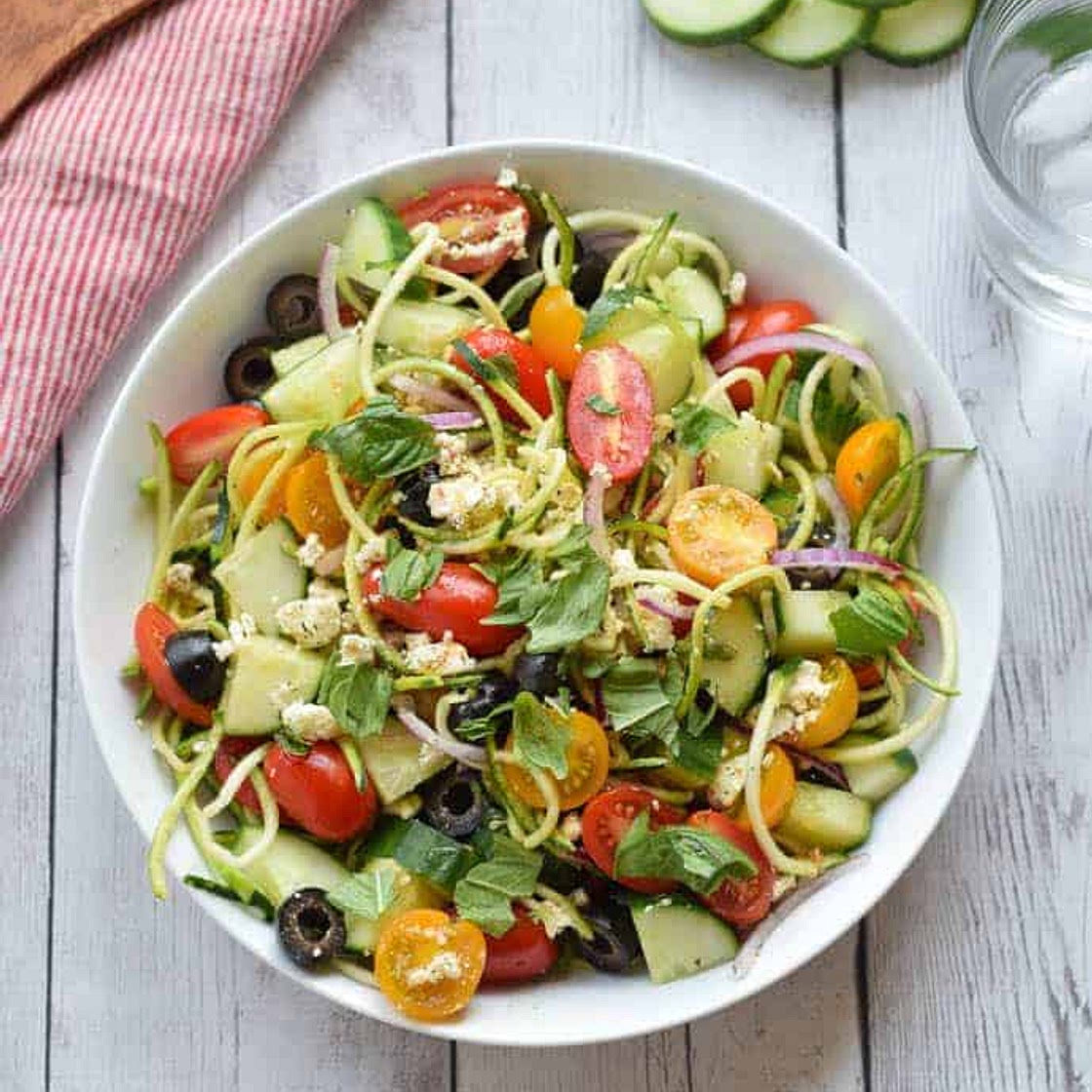 Greek Zucchini Noodle Salad