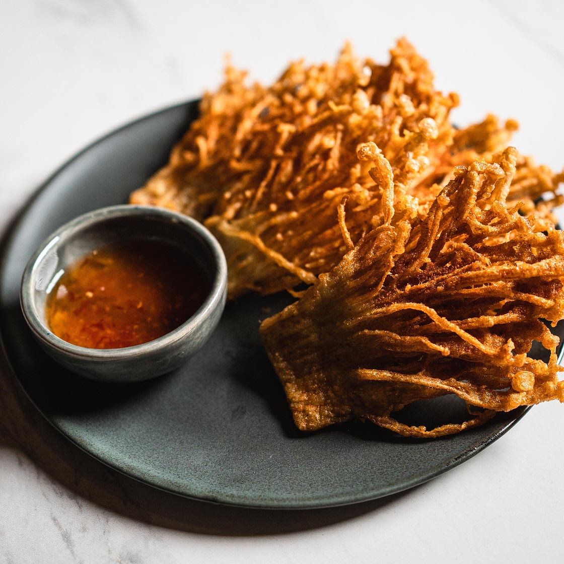 Fried Enoki Mushrooms