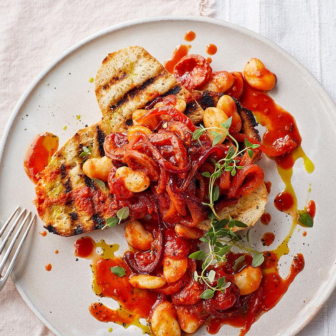 Chorizo beans on sourdough