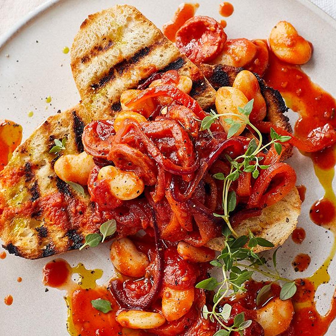 Chorizo beans on sourdough