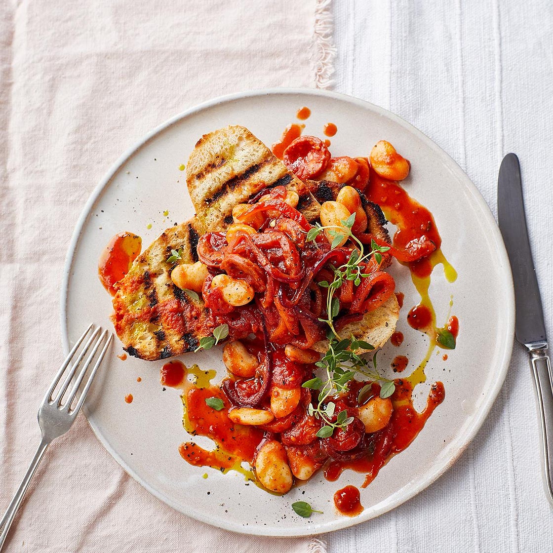 Chorizo beans on sourdough