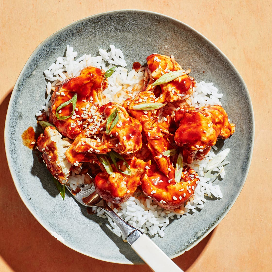 Sticky and Spicy Baked Cauliflower