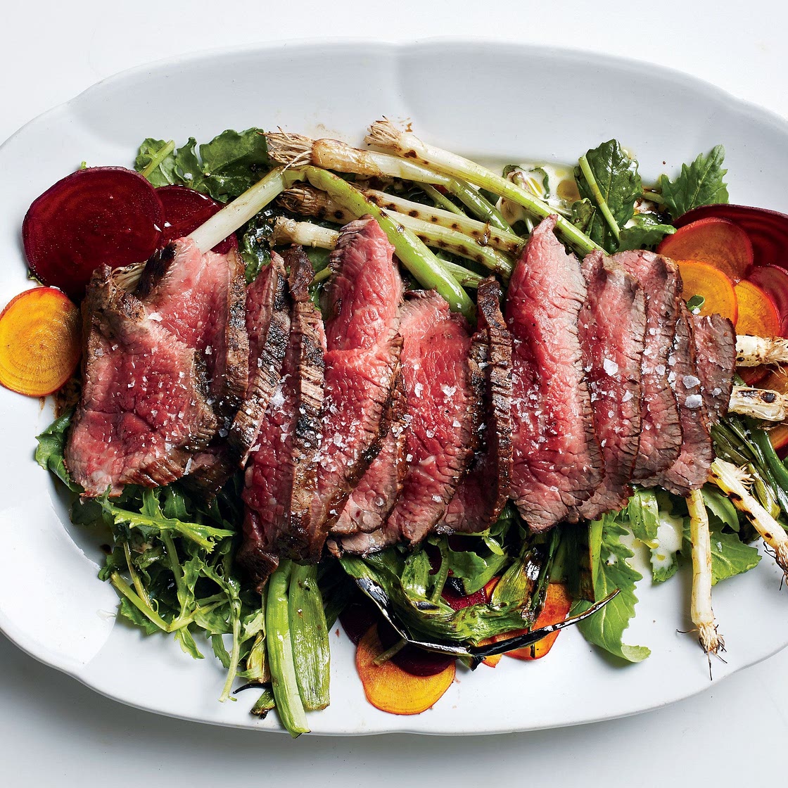 Grilled Steak Salad with Beets and Scallions