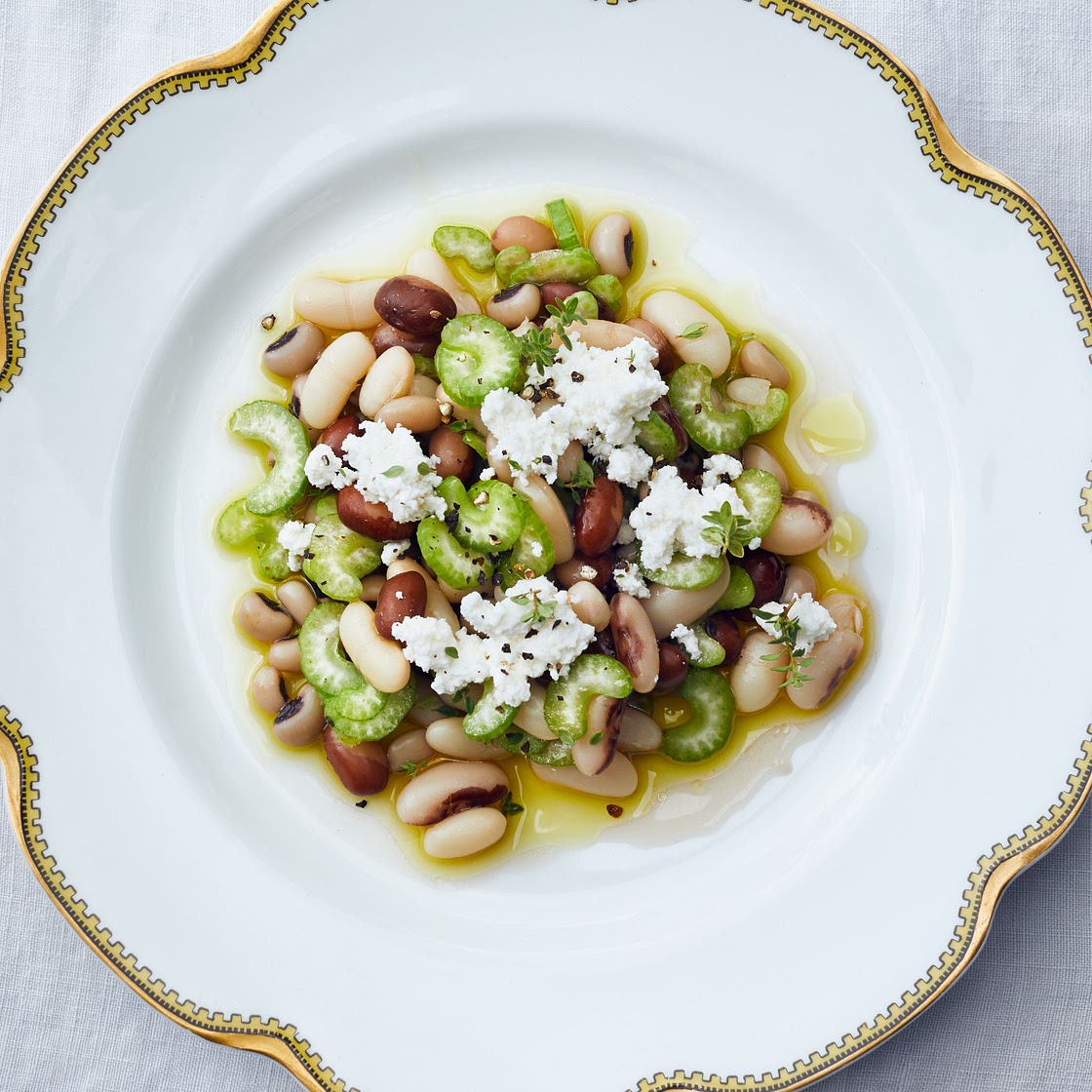 Marinated Beans with Celery and Ricotta Salata
