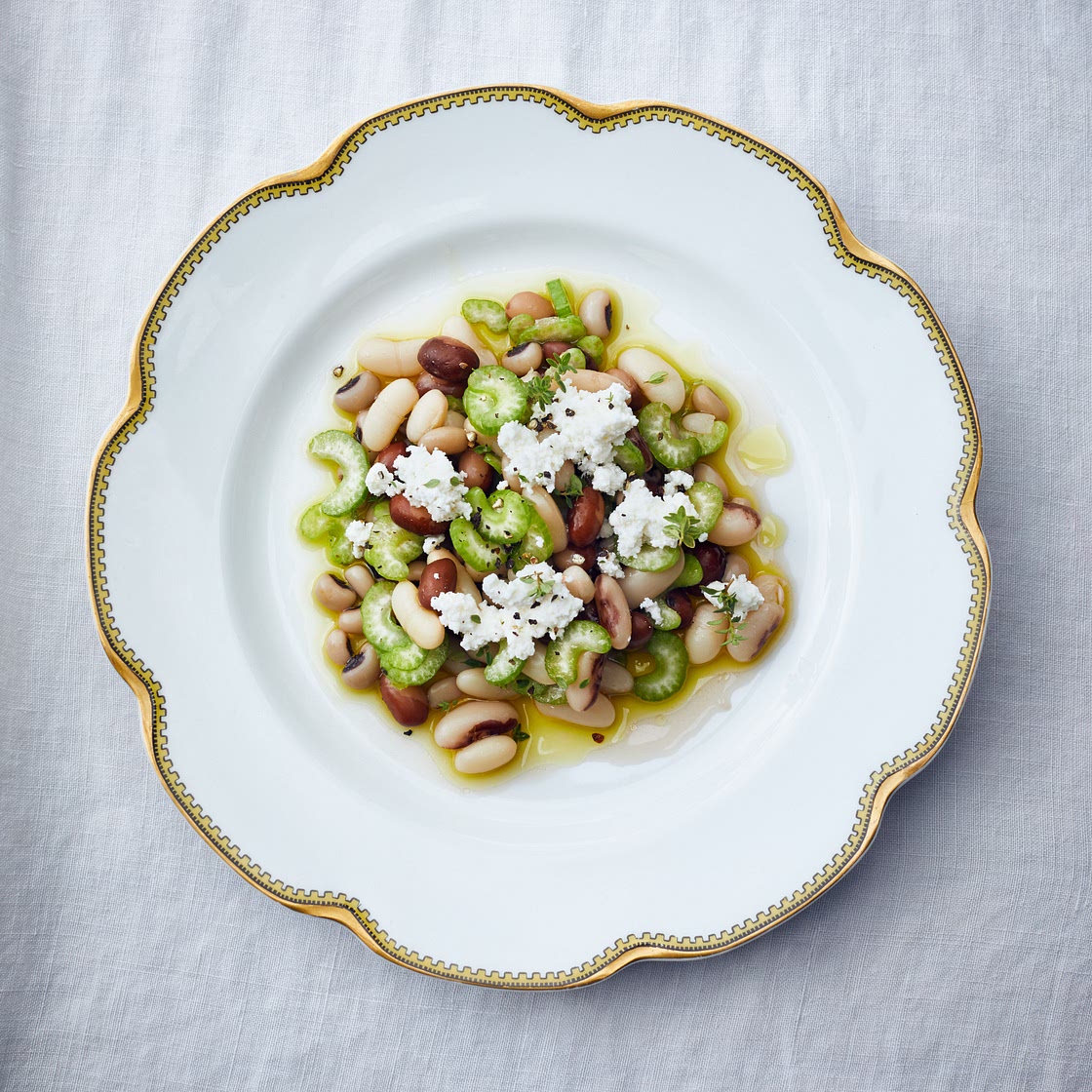 Marinated Beans with Celery and Ricotta Salata