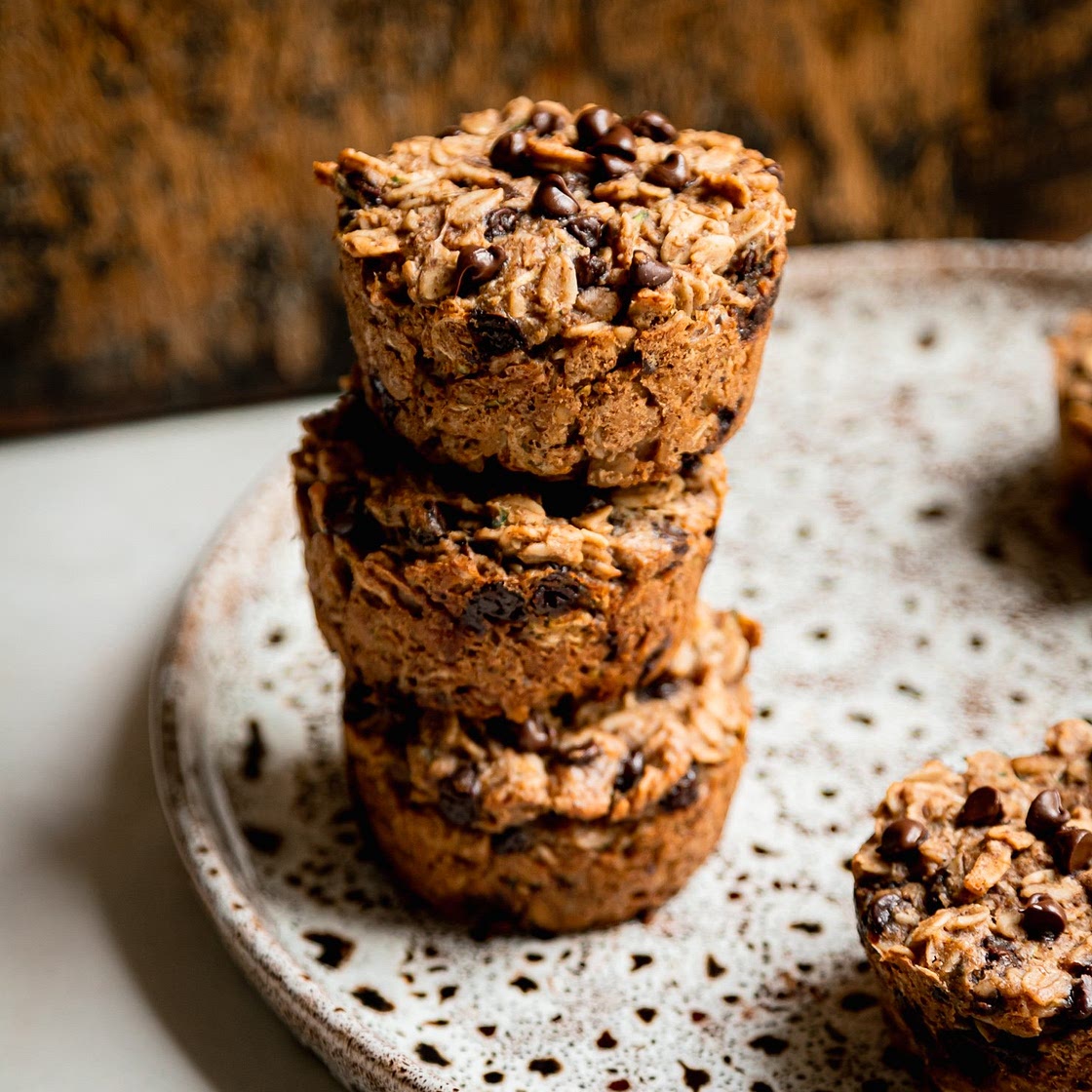 Zucchini Baked Oatmeal Cups with Chocolate