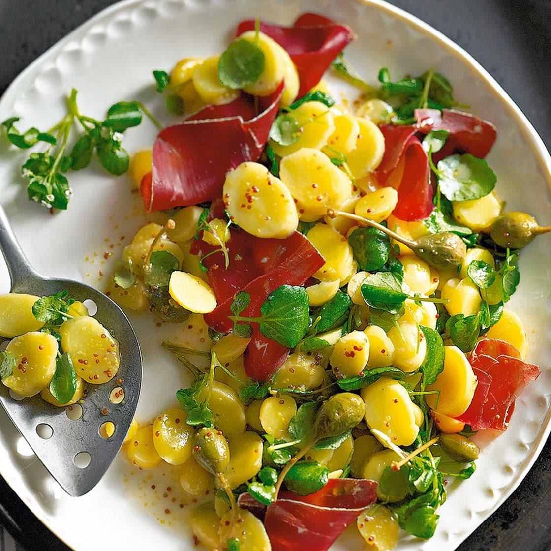 Feiner Kartoffelsalat mit Brunnenkresse