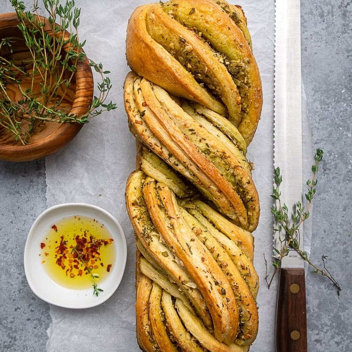 Garlic and herb butter vegan babka