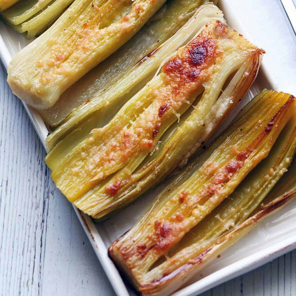 Roasted Leeks with Olive Oil and Parmesan