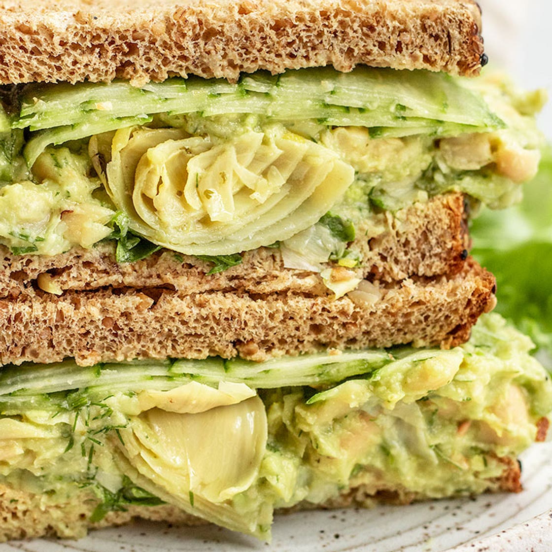 High Protein Avocado White Bean Sandwich
