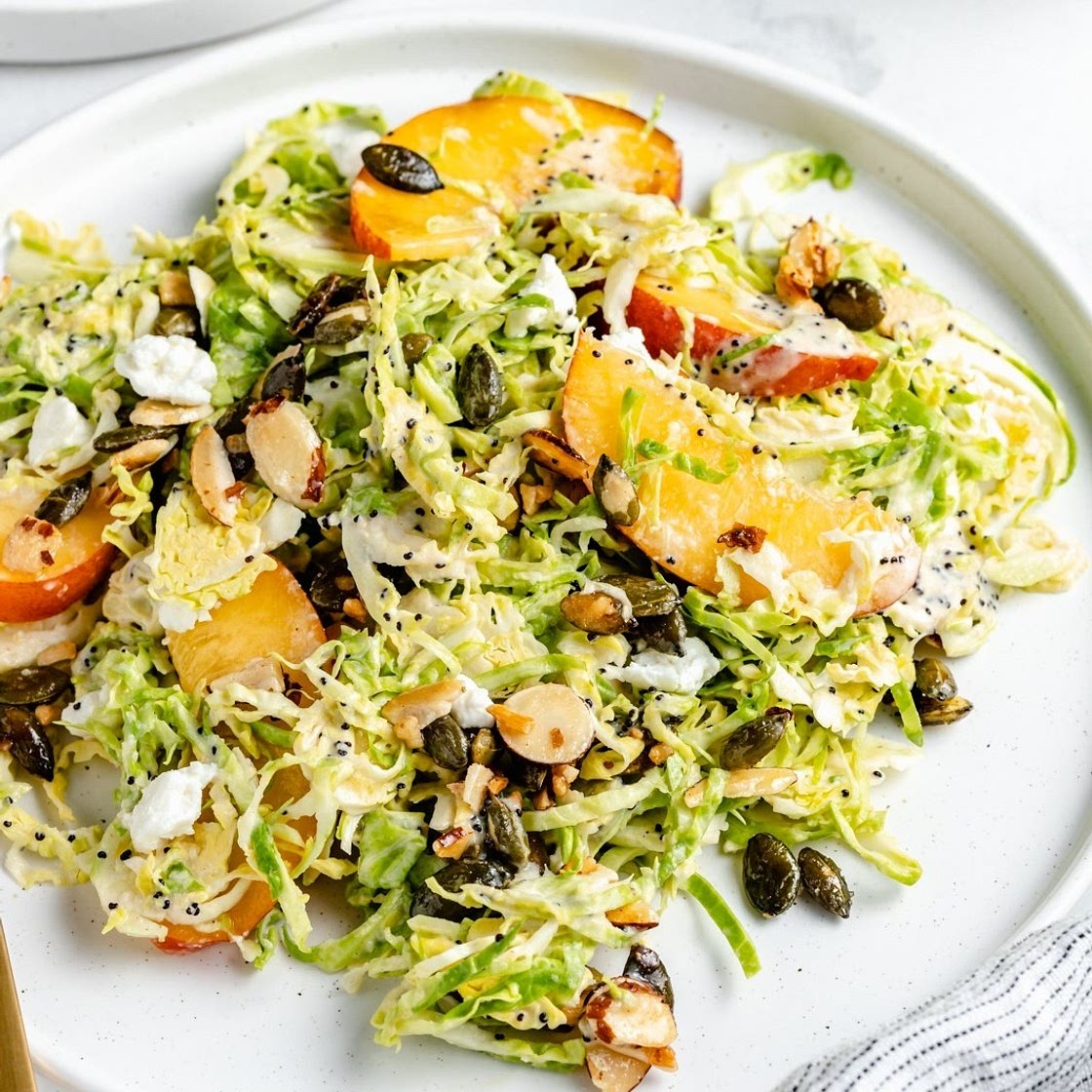 Peach Brussels Sprouts Crunch Salad