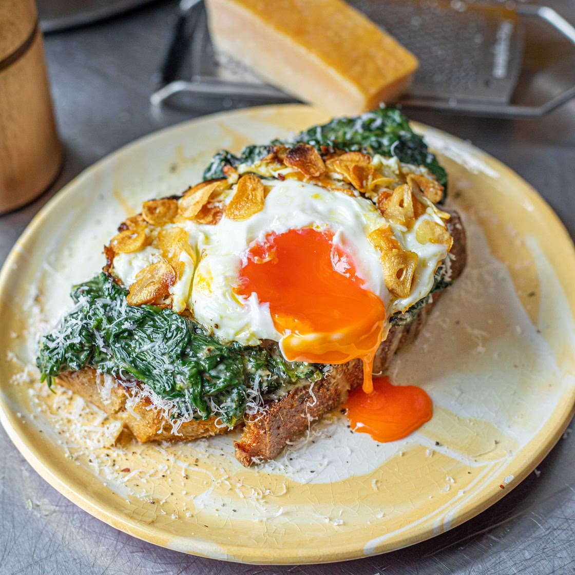 Cacio e Pepe Spinach Toast