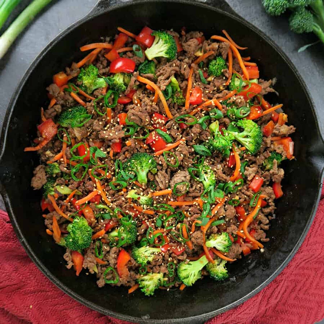 Korean Ground Beef Stir Fry {Easy, One Pot, 30-Minute Meal}