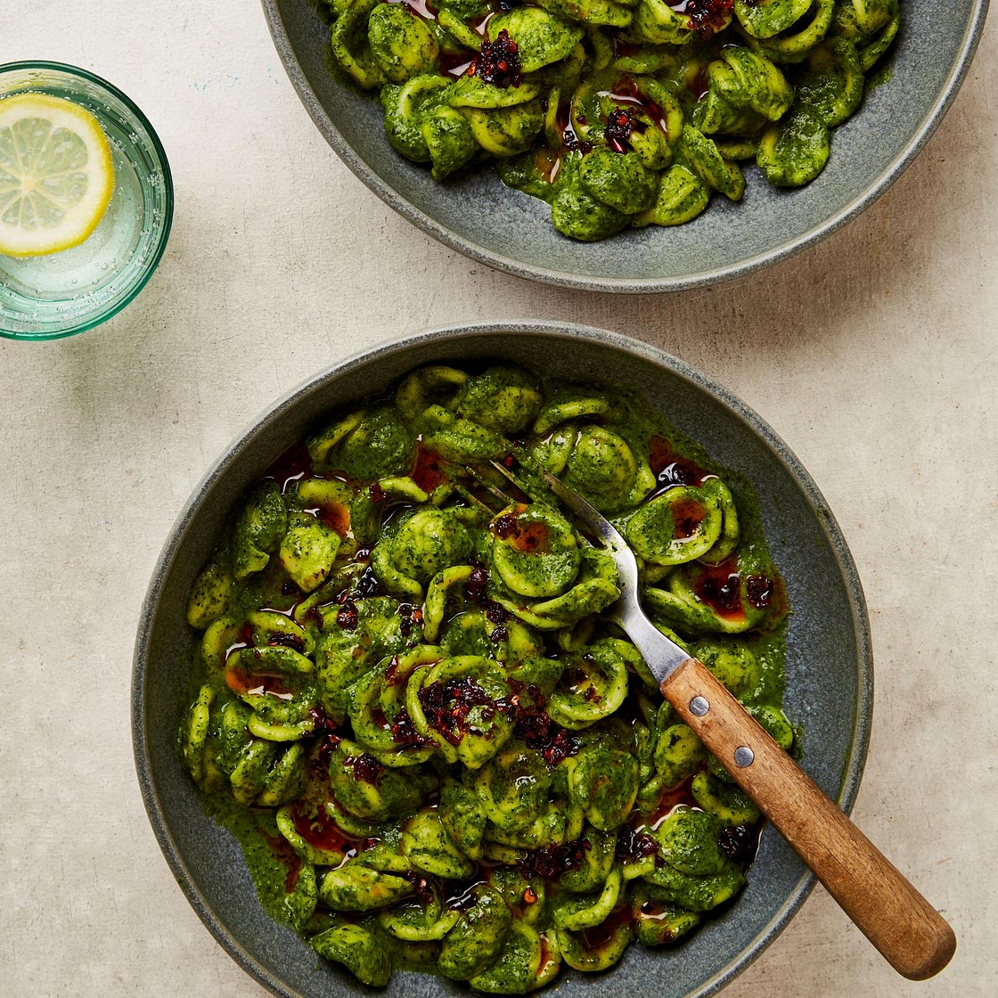 Miso butter greens pasta