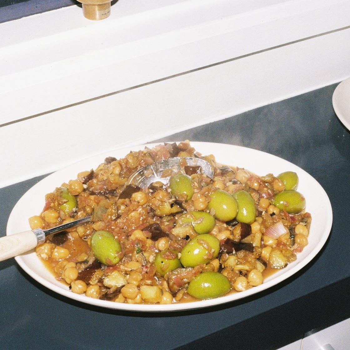 Vegan eggplant Caponata with chickpeas