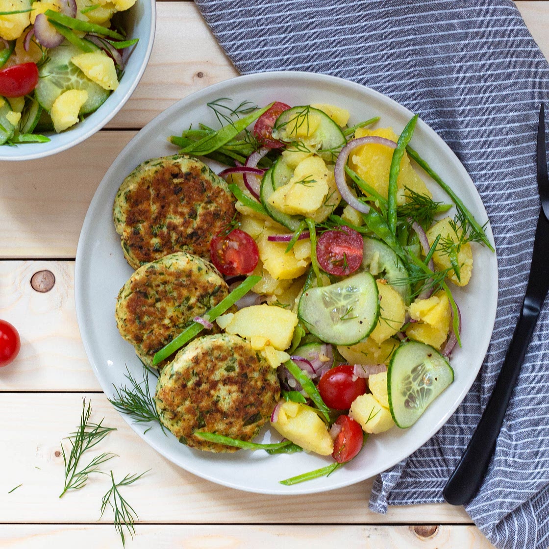 Fischfrikadellen mit Kartoffelsalat