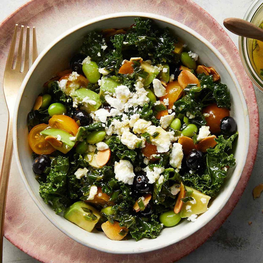 Kale & Avocado Salad with Blueberries & Edamame