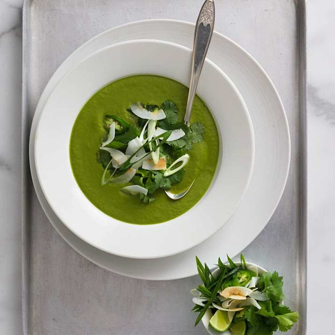 Thai green broccoli and spinach soup