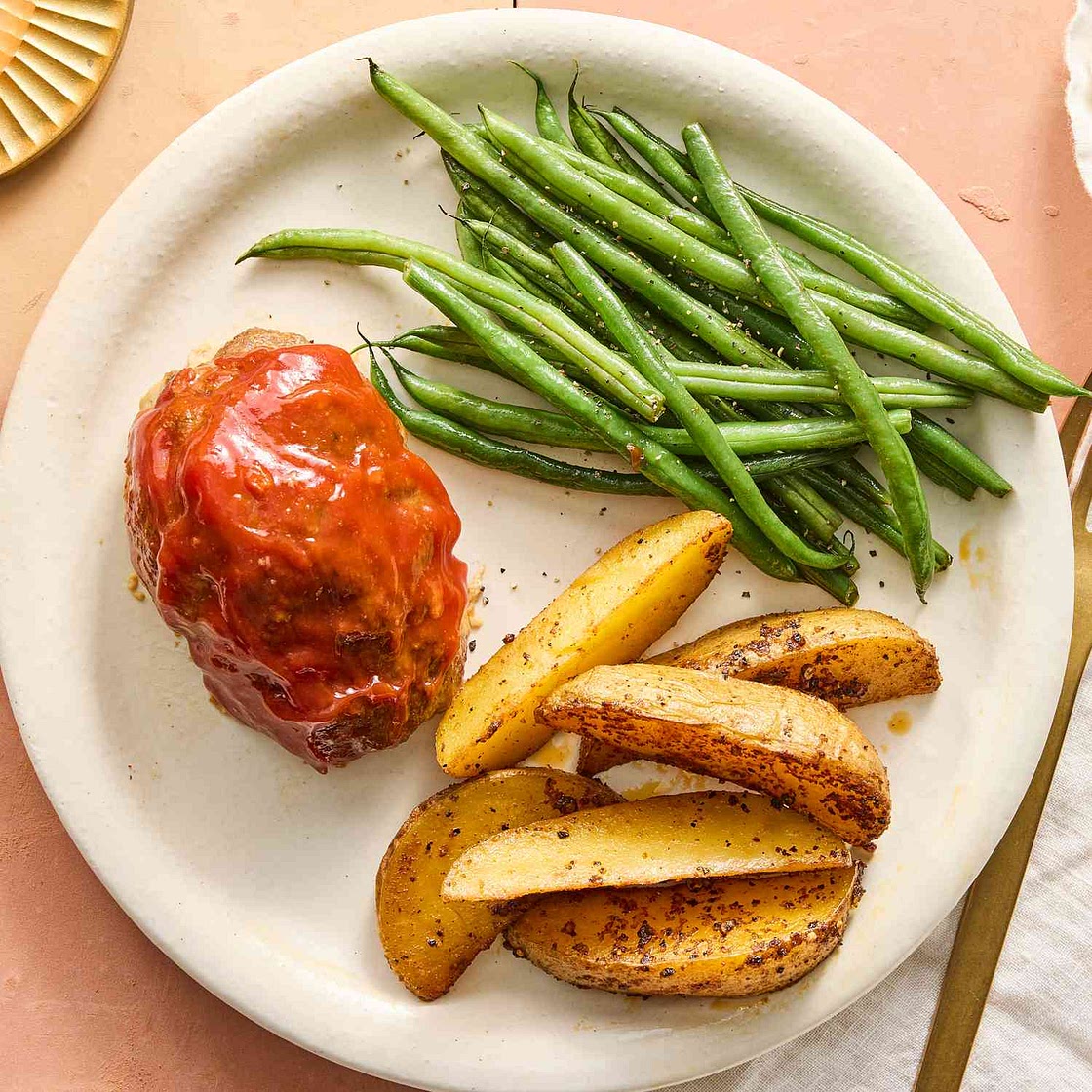 Mini Meatloaves with Green Beans & Potatoes