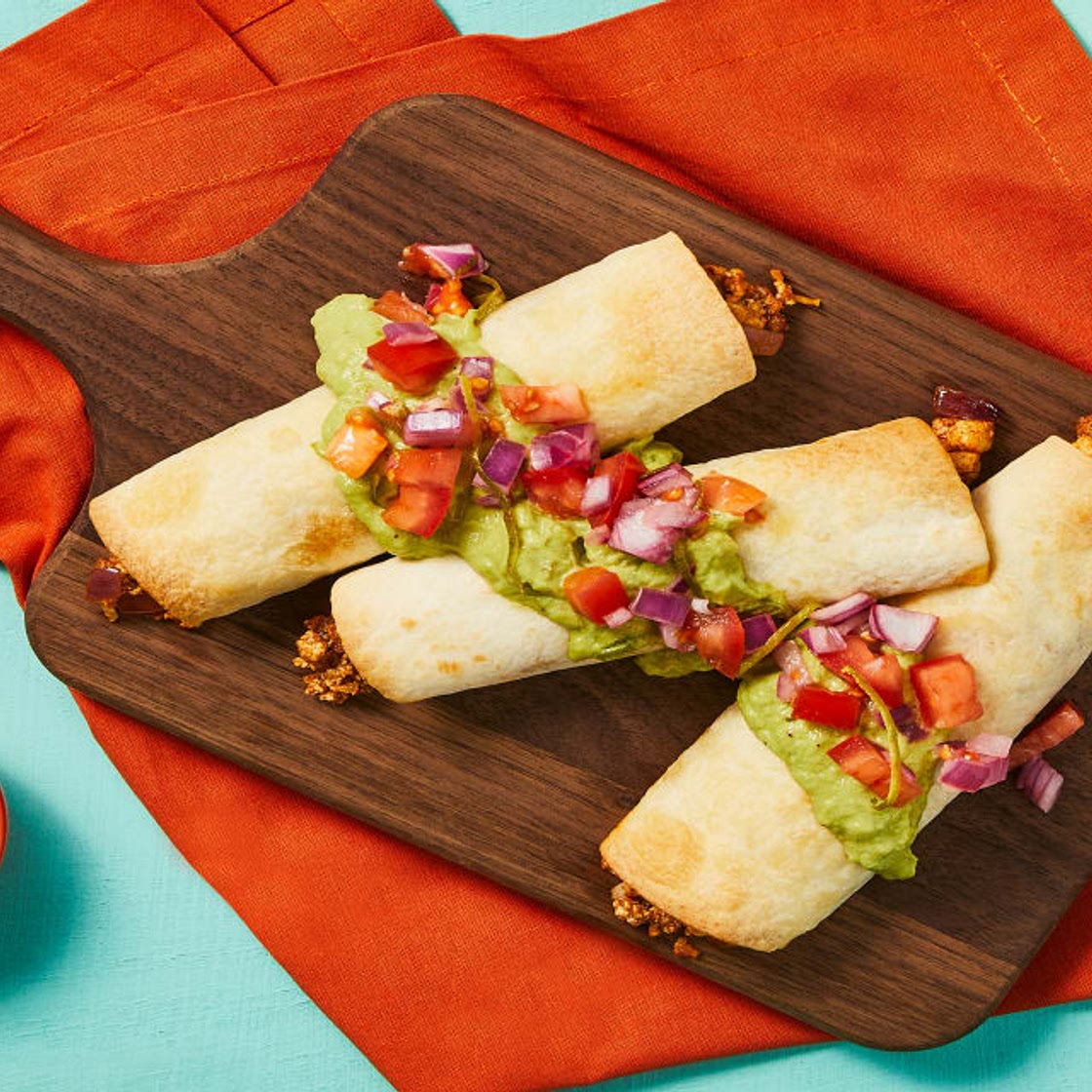 Fully-Loaded Tofu Taquitos with Creamy Guacamole & Pico de Gallo