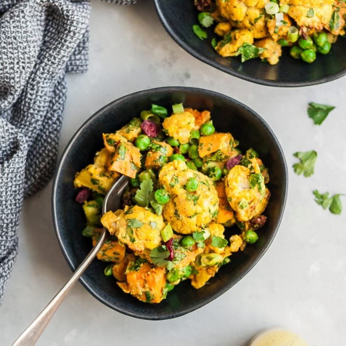 Curry Roasted Cauliflower Sweet Potato Salad (vegan & gluten free)