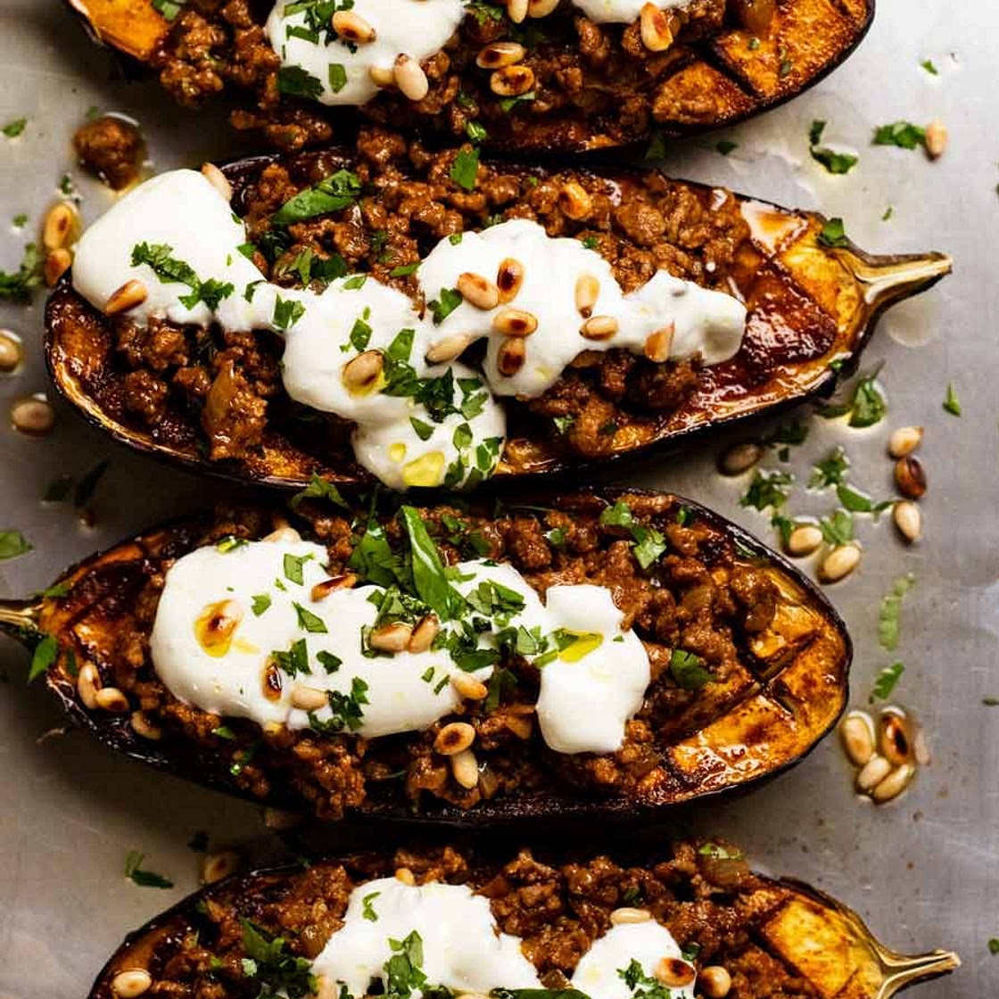 Easy Moroccan Stuffed Eggplant (beef or lamb)