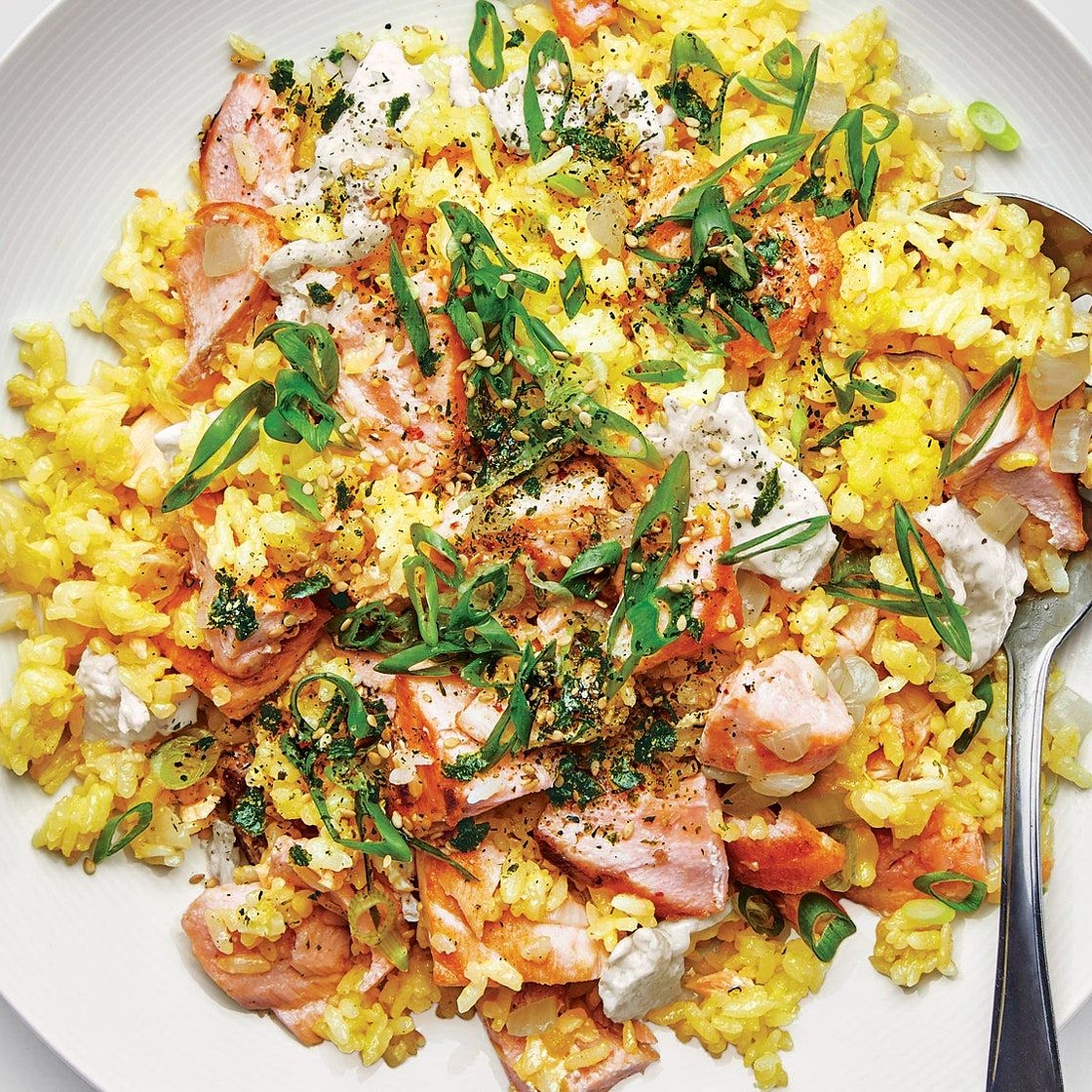 Golden Fried Rice With Salmon and Furikake
