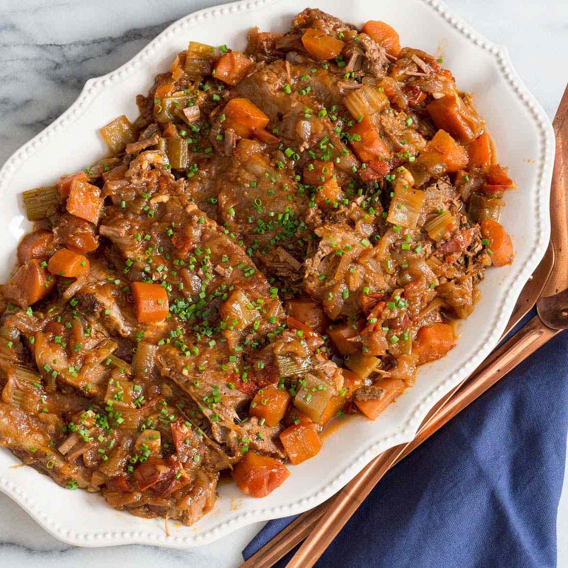 Jewish-Style Braised Brisket With Onions and Carrots Recipe