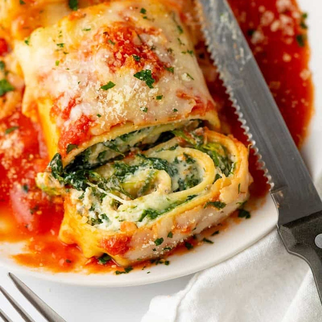 Spinach Lasagna Roll Ups