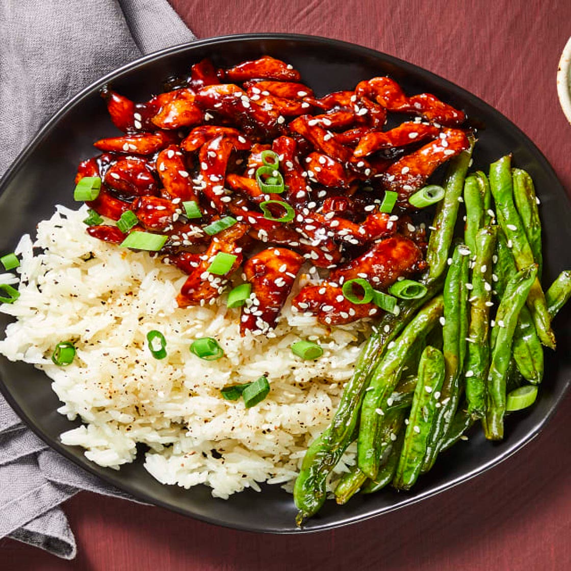 Hoisin Honey Chicken with Green Beans & Jasmine Rice