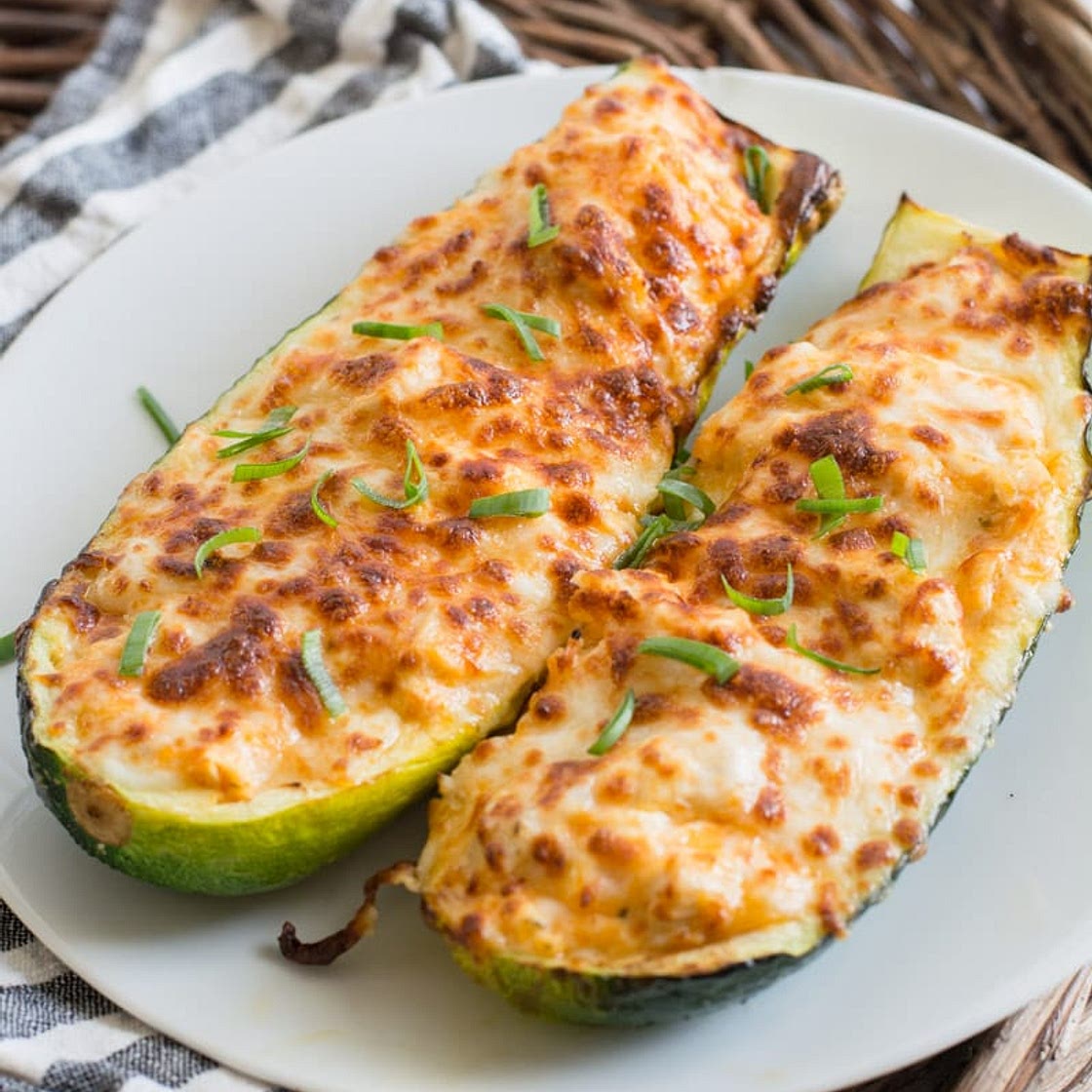 Buffalo Chicken Zucchini Boats