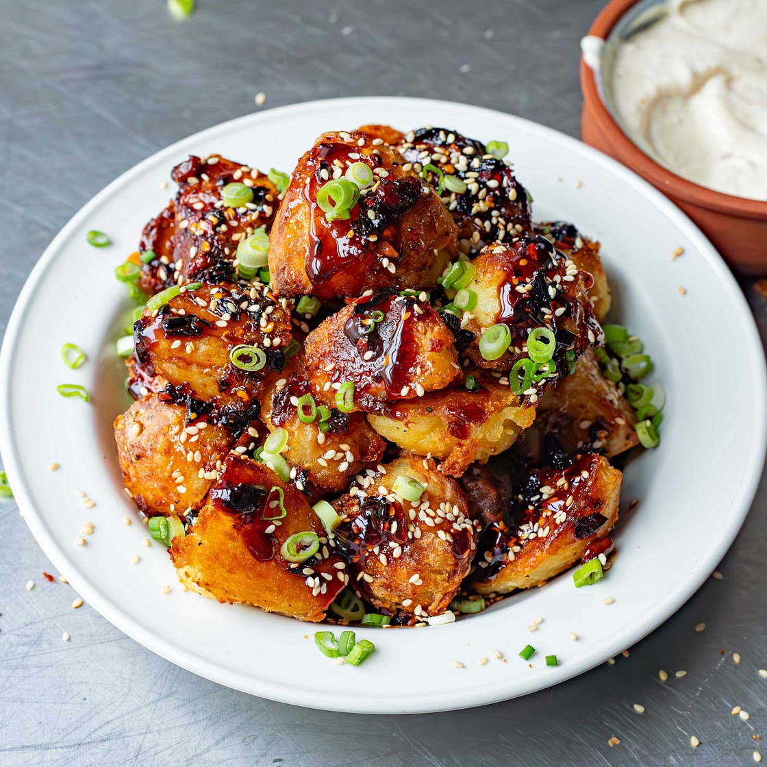 Lao Gan Ma Roast Potatoes With Garlic & Sesame Mayo