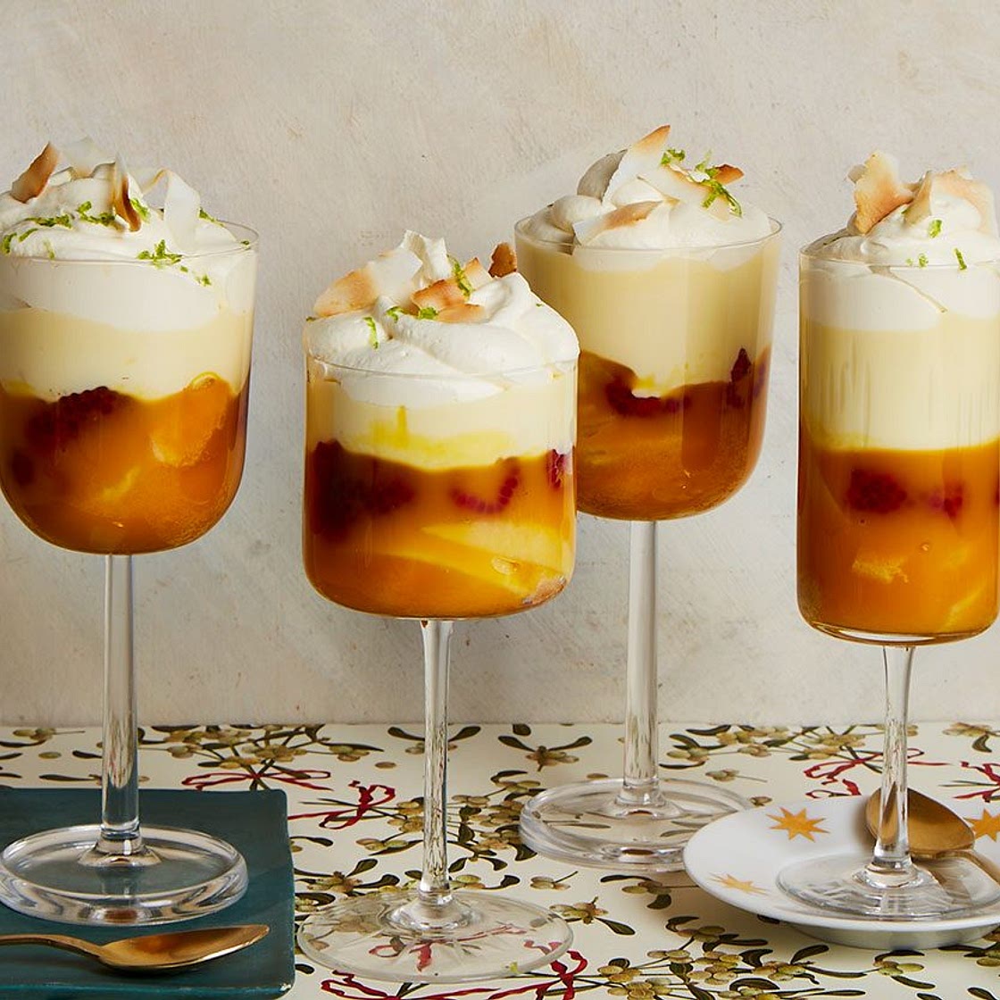 Mango & coconut trifles